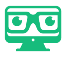 TEXPERT logo which is a cartoon depiction of a computer monitor wearing sunglasses in the color green